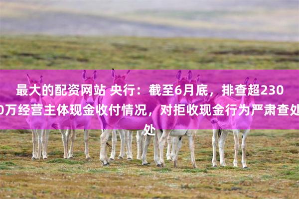 最大的配资网站 央行：截至6月底，排查超2300万经营主体现