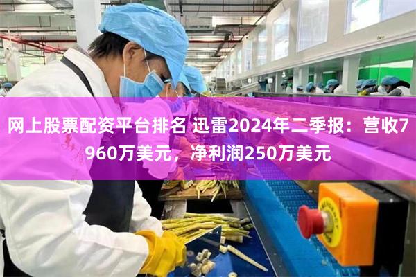 网上股票配资平台排名 迅雷2024年二季报：营收7960万美