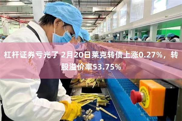 杠杆证券亏光了 2月20日莱克转债上涨0.27%，转股溢价率